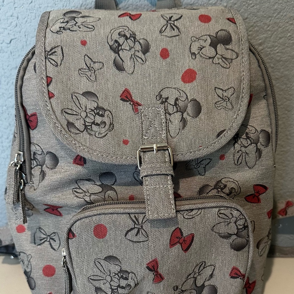 Disney Gray Backpack with Minnie Mouse Print